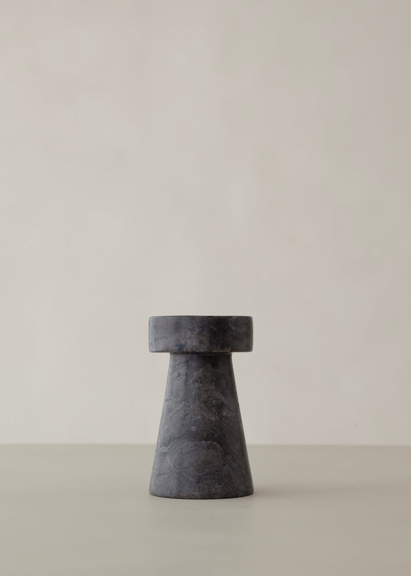 Kiku Marble Candle Holder / Black