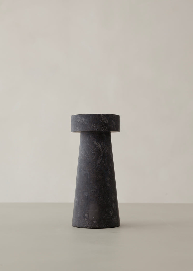 Kiku Marble Candle Holder / Black