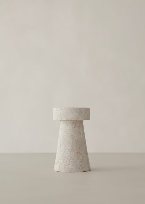 Kiku Marble Candle Holder / Cream