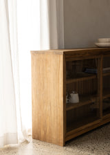 Mabo Glass Door Teak Cabinet