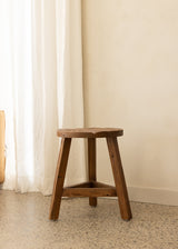 Rustic Triangle Stool / Dark Teak