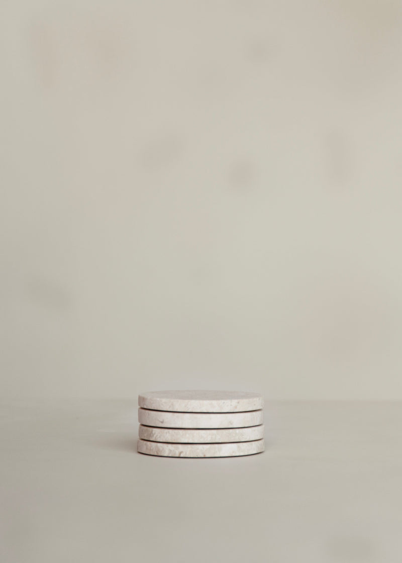 Lima Marble Coaster Set Of 4 / Cream