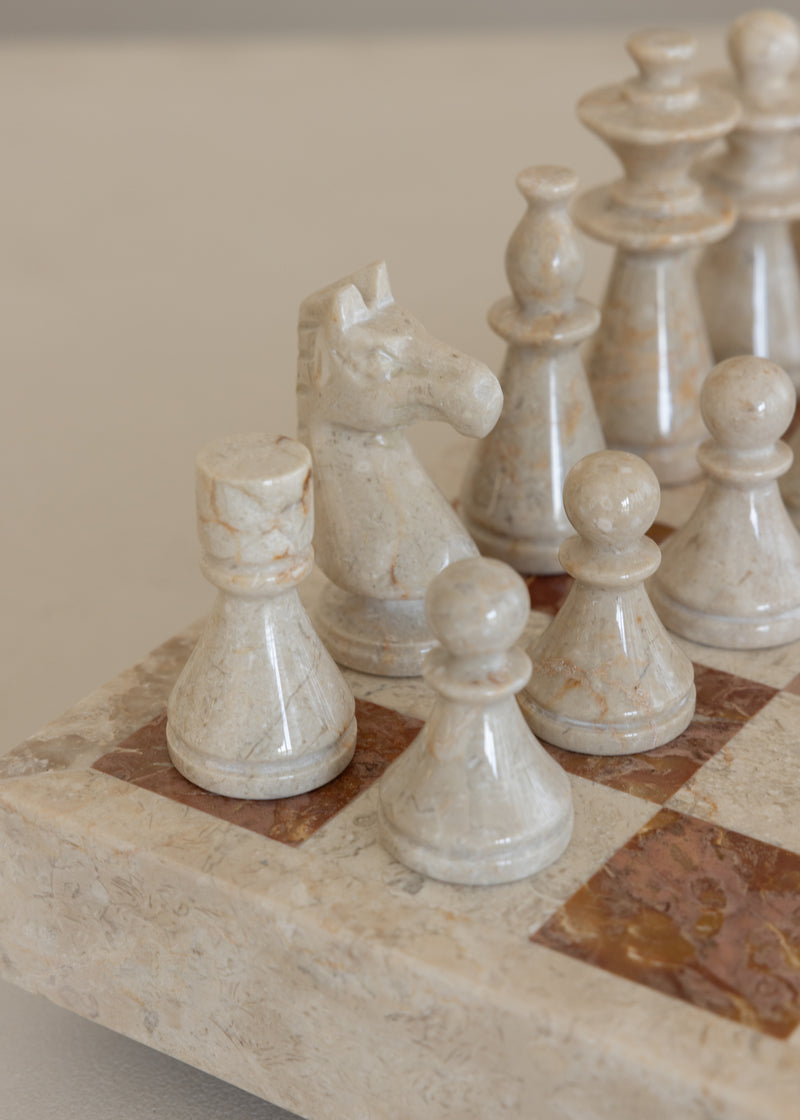 Maku Marble Chess Set / Terracotta and Cream