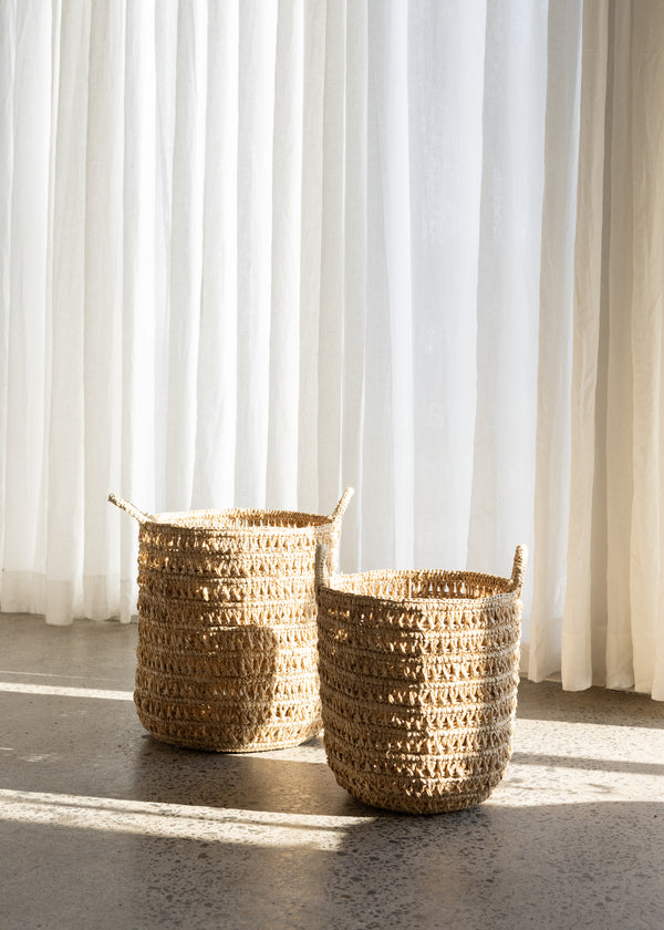 Raffia Basket Set Of 2 / Natural