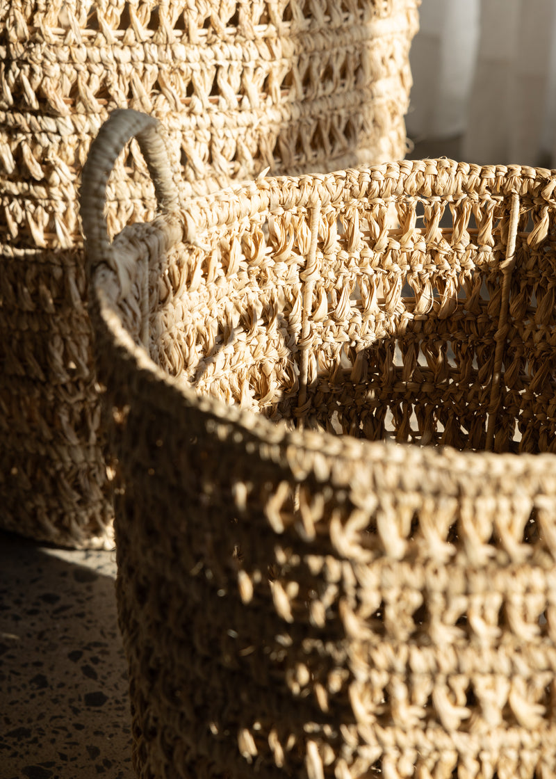 Raffia Basket Set Of 2 / Natural