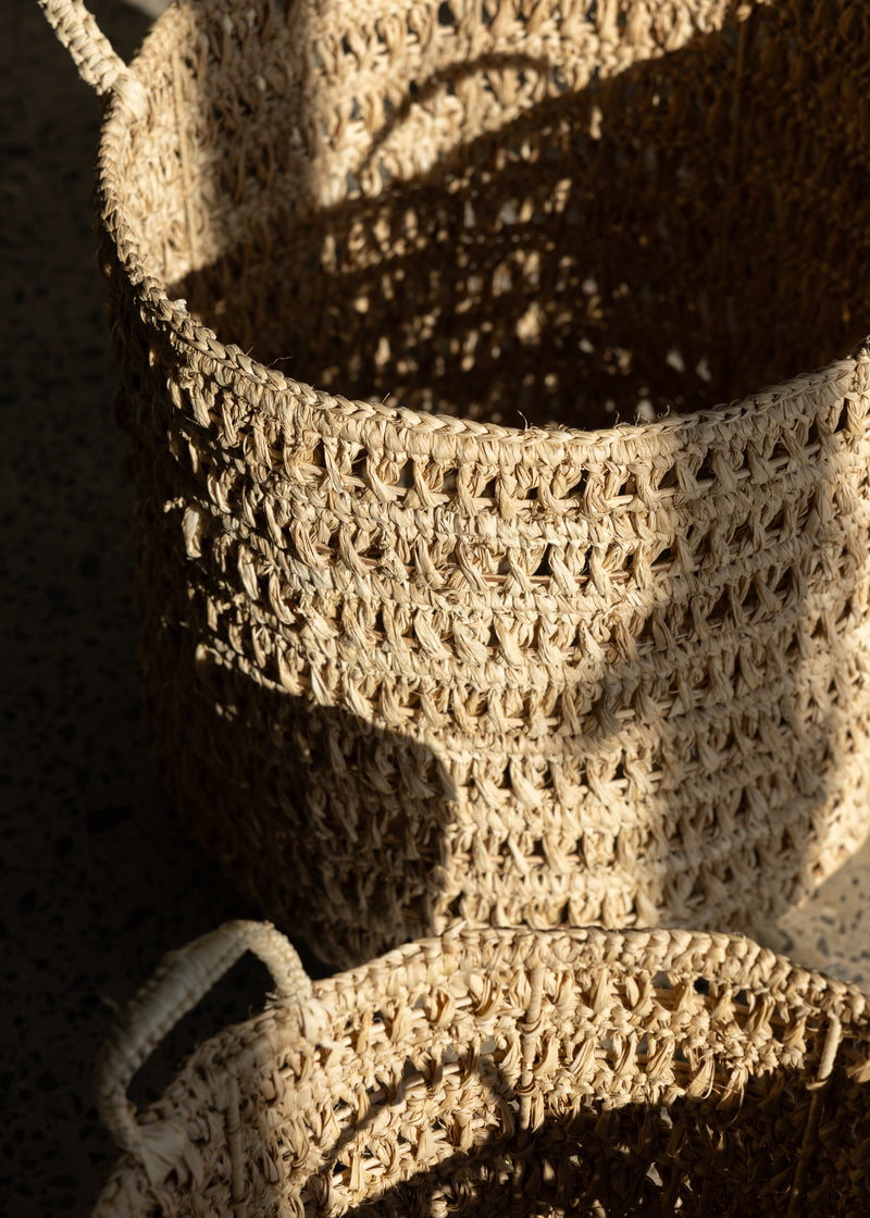 Raffia Basket Set Of 2 / Natural