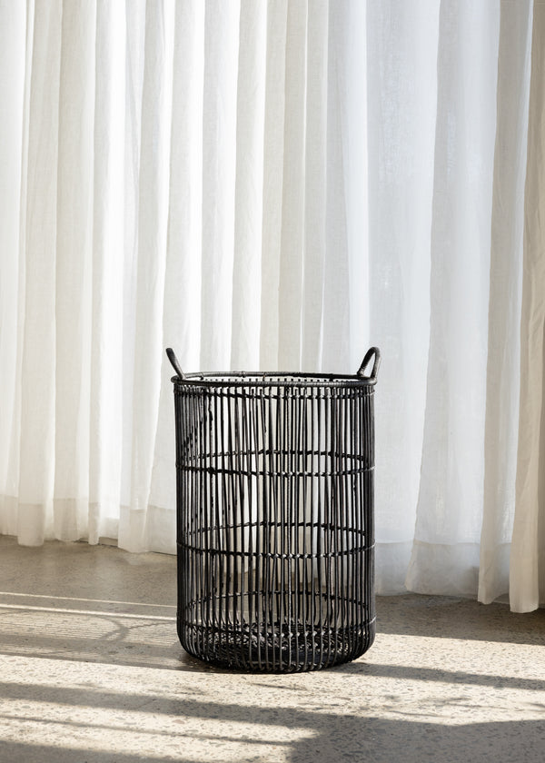 Rattan Basket Large / Charcoal