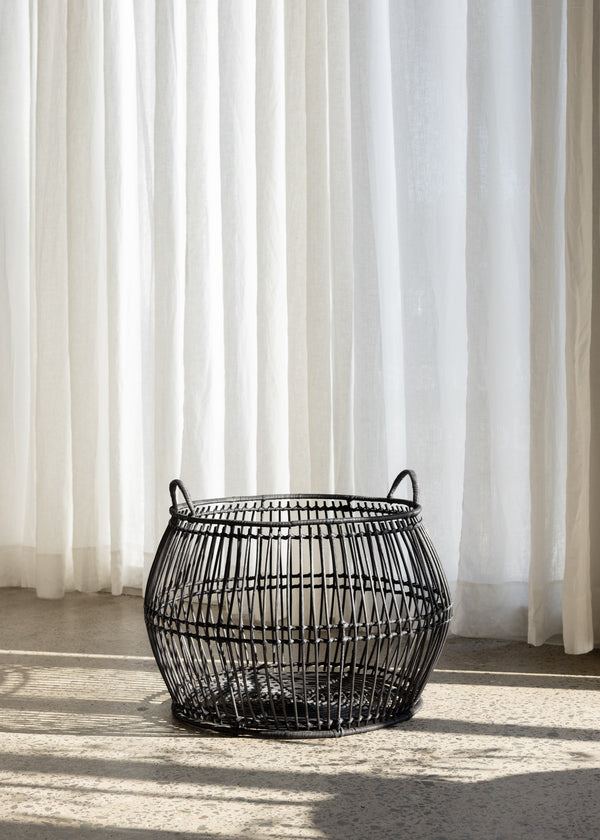 Rattan Basket Diamond / Charcoal