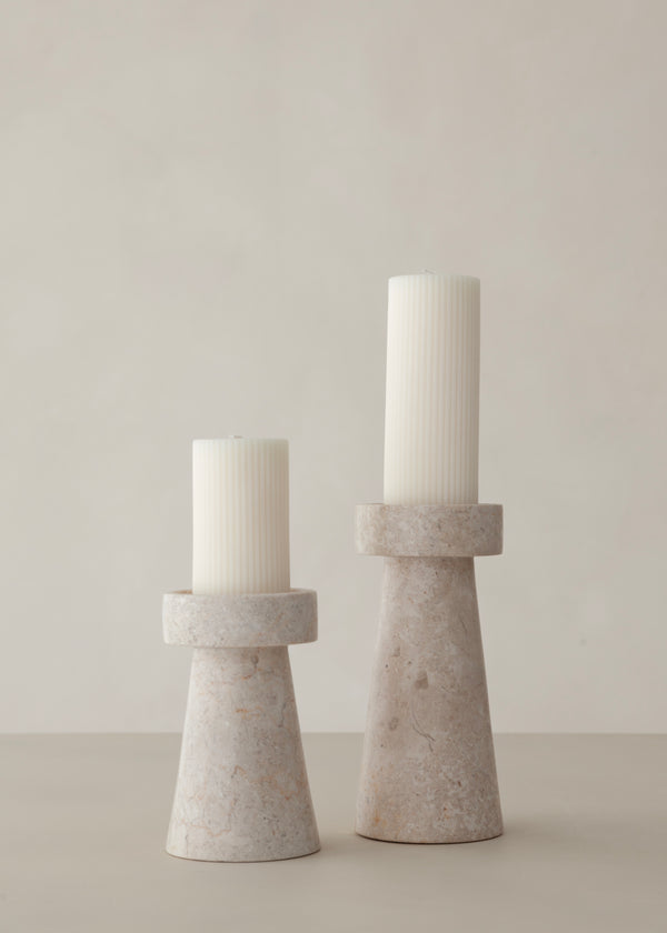 Kiku Marble Candle Holder / Cream
