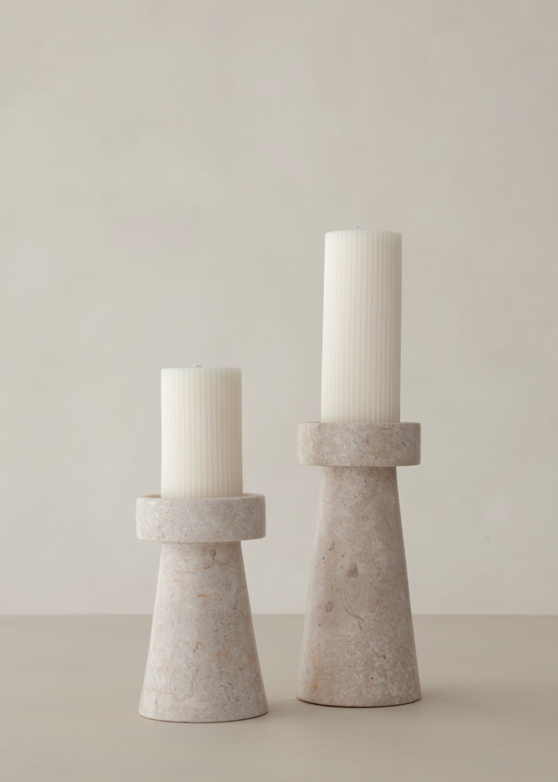 Kiku Marble Candle Holder / Cream