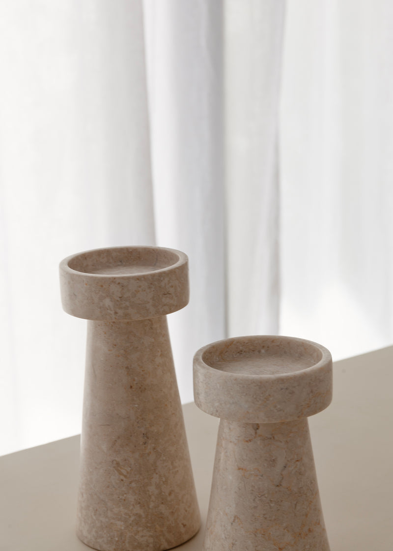 Kiku Marble Candle Holder / Cream