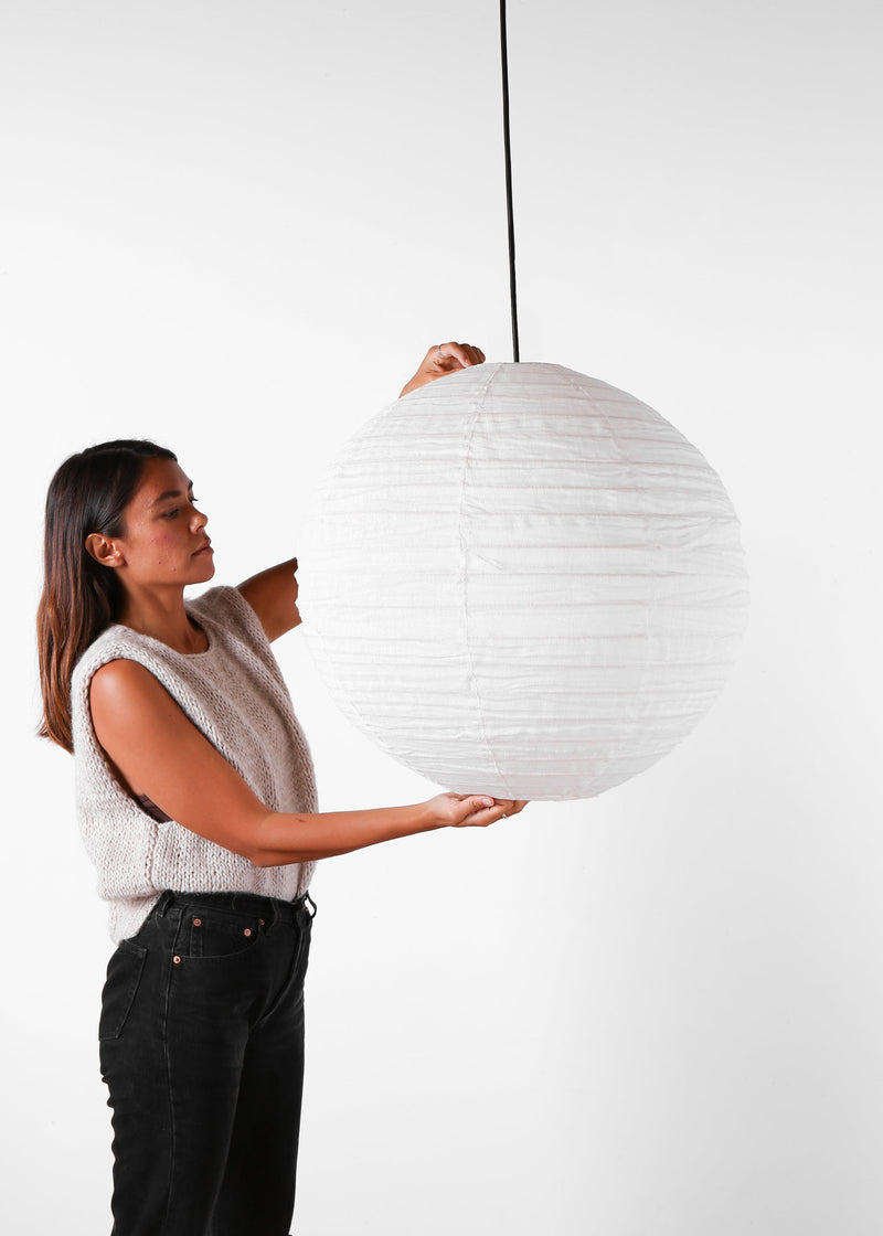 Globe Linen Lantern / Off  White