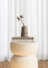 Fred Fluted Stone Stool / Bone