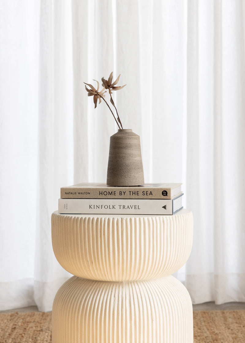 Fred Fluted Stone Stool / Bone