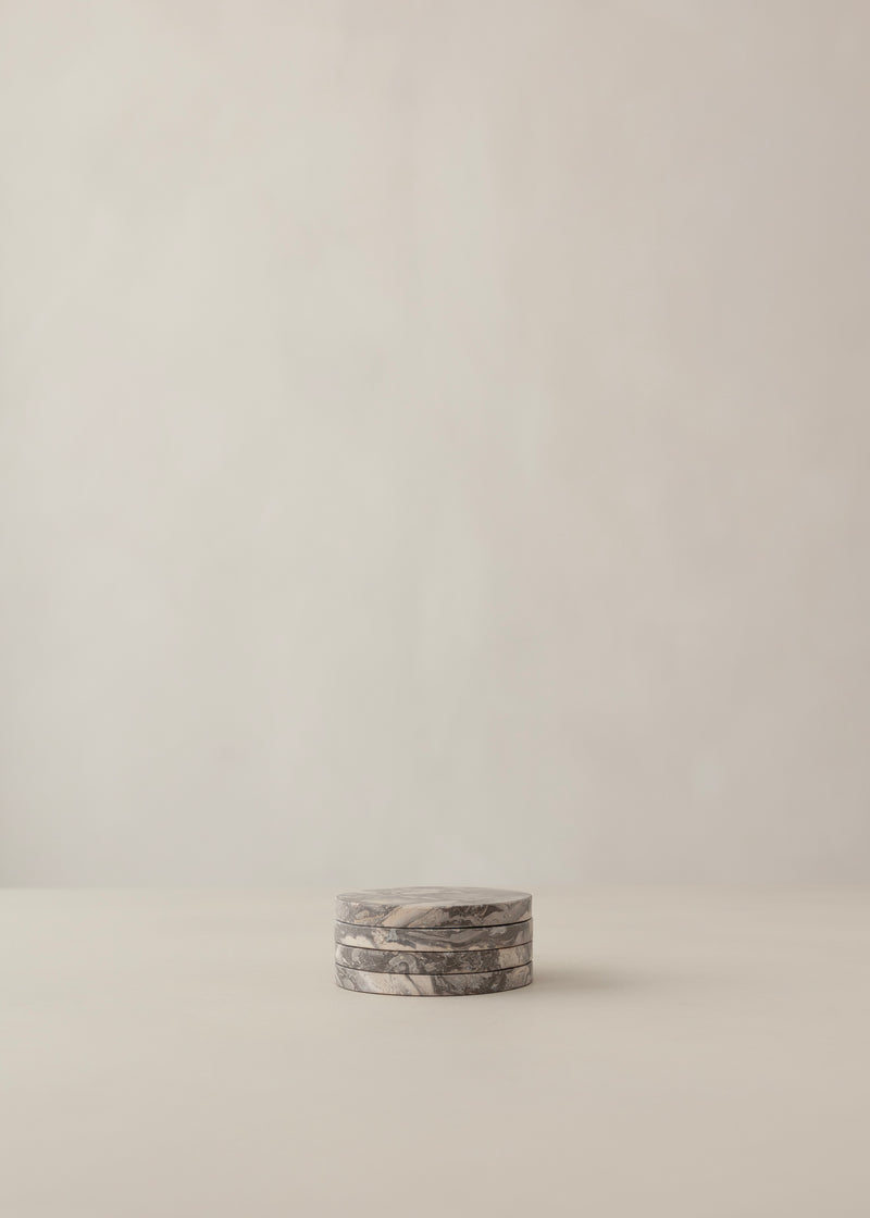 Lima Marble Coaster Set Of 4 / Grey