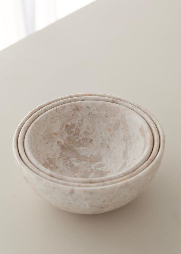 Suki Marble Stacking Bowl Set / Cream