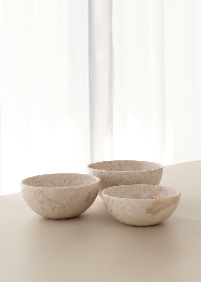 Suki Marble Stacking Bowl Set / Cream