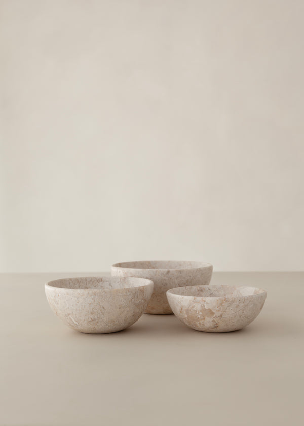 Suki Marble Stacking Bowl Set / Cream