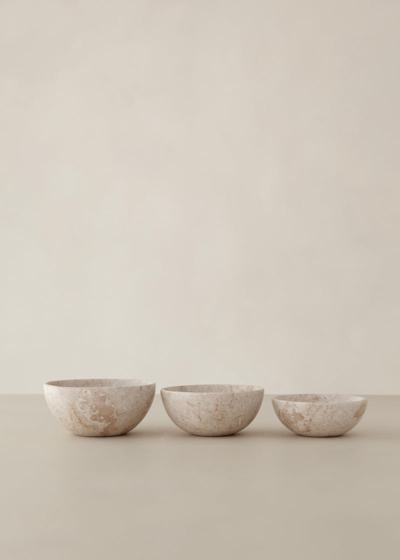 Suki Marble Stacking Bowl Set / Cream
