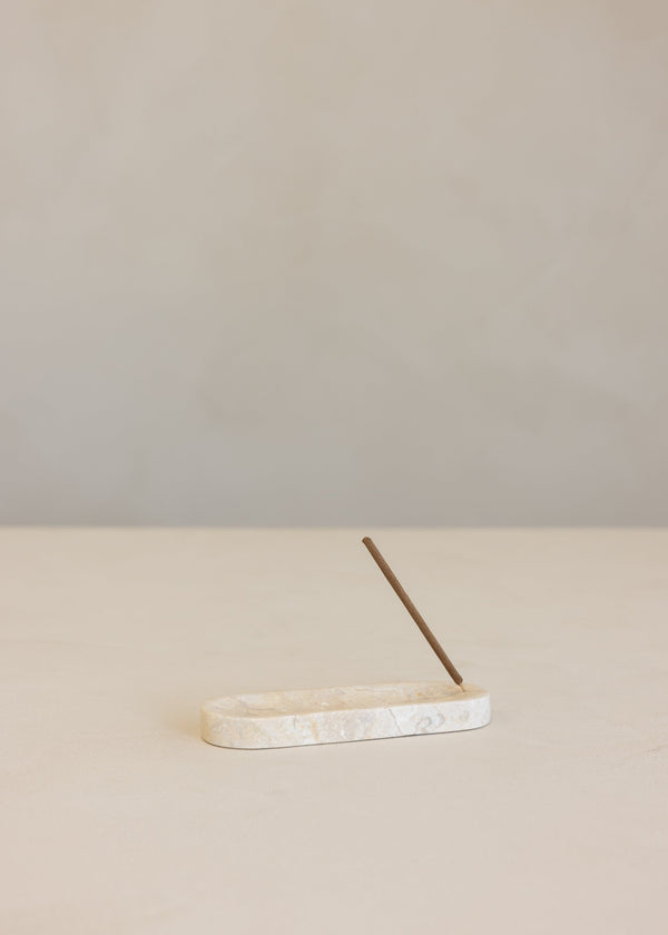 Isha Marble Incense Tray / Cream