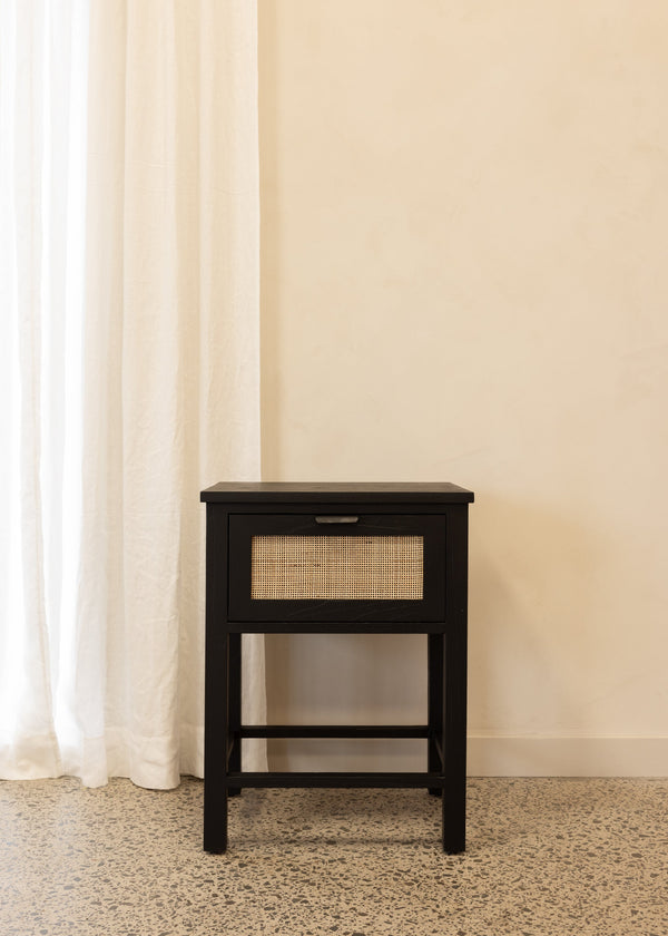 Alba Bedside Table / Black & Bleach