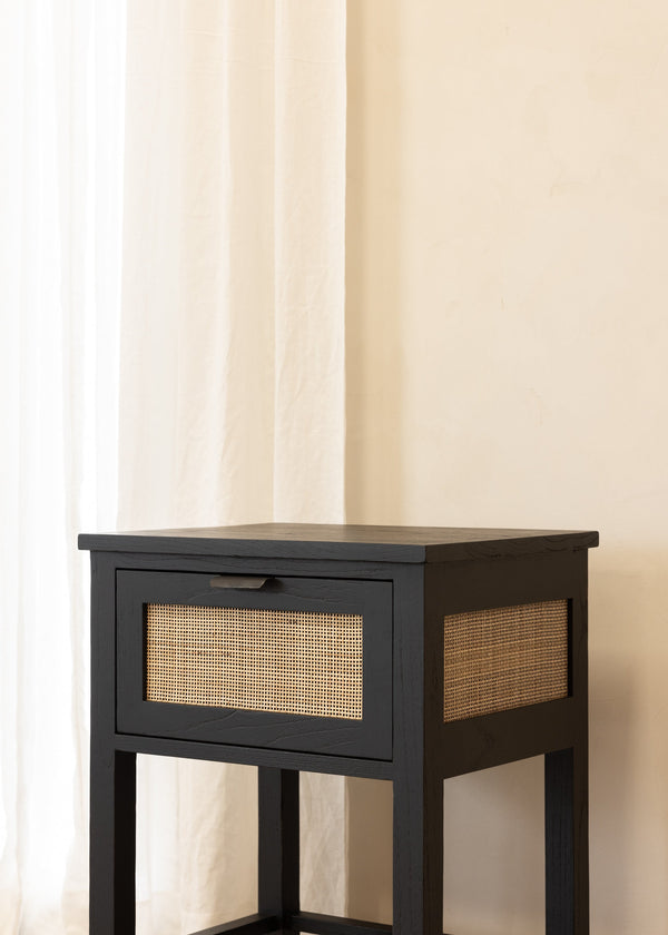 Alba Bedside Table / Black & Bleach